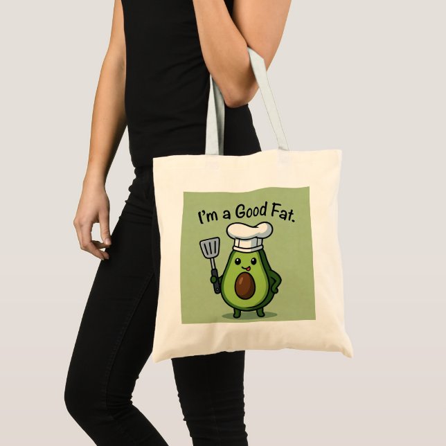 Sac réutilisable drôle de chef avocat "Bon gras" (Devant (produit))
