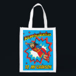 Sac Réutilisable Hanoukka Happy Super Judah<br><div class="desc">Hanoukka Happy Super Juda, sac blanc à 2 faces. Tous les éléments de conception peuvent être modifiés. Tout texte modifiable peut être supprimé et remplacé par votre propre message. Utilisez la couleur, la taille et le style de police préférés. Joyeux Hanoukka/Chanukah ! Style : Devenez écolo de sac réutilisable et...</div>
