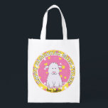Sac Réutilisable Hanoukka heureux avec Lambie rose<br><div class="desc">Hanoukka Joyeux avec Lambie rose, sac blanc à 2 faces. Tous les éléments de conception peuvent être modifiés. Tout texte modifiable peut être supprimé et remplacé par votre propre message. Utilisez la couleur, la taille et le style de police préférés. Joyeux Hanoukka/Chanukah ! Style : Devenez écolo de sac réutilisable...</div>