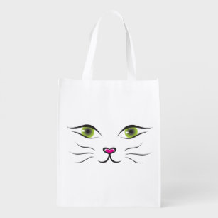 Sac Réutilisable Joli Kitty Chat Face sac d'épicerie