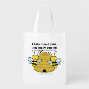 Sac Réutilisable Jolie Bumble Bee Drôle Pun