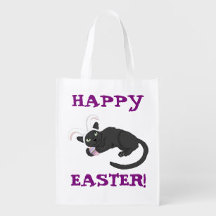 Sac Réutilisable Joyeuses Pâques ! sac de lapin de Chat-baie