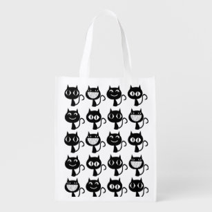 Sac Réutilisable Motif Expressions de chats noirs mignons