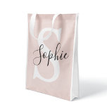 Sac Réutilisable Nom personnalisé moderne Monogram Pastel Rose<br><div class="desc">Nom personnalisé moderne Monogram Pastel Rose</div>