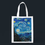Sac Réutilisable Nuit étoilée par Van Gogh,<br><div class="desc">Le célèbre tableau de Vincent Van Gogh,  Starry Night.</div>
