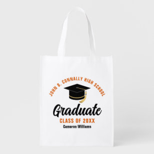 Sac Réutilisable Orange Black Graduate Custom Graduate Party