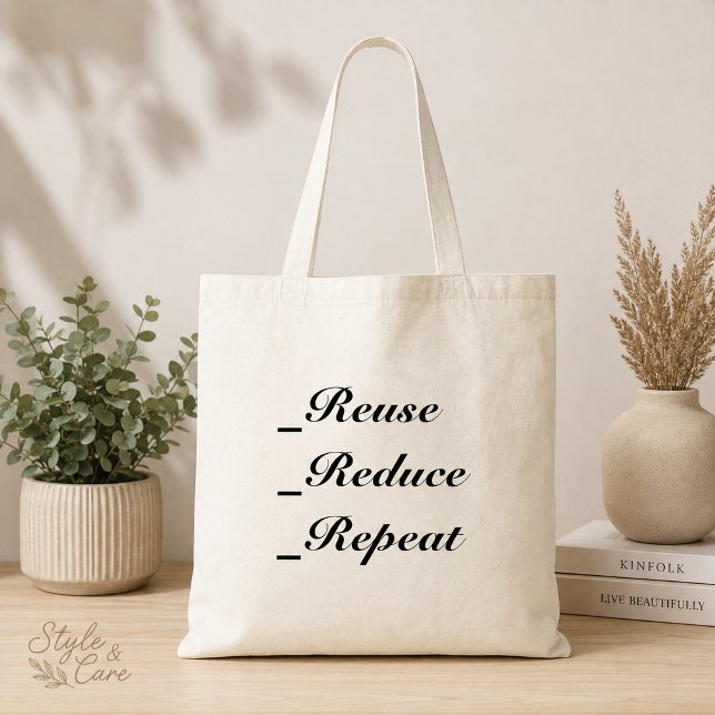 Sac Réutilisable Personnalisé Réduire Répéter Budg (Custom Text Reuse Reduce Repeat Budget Tote Bag)