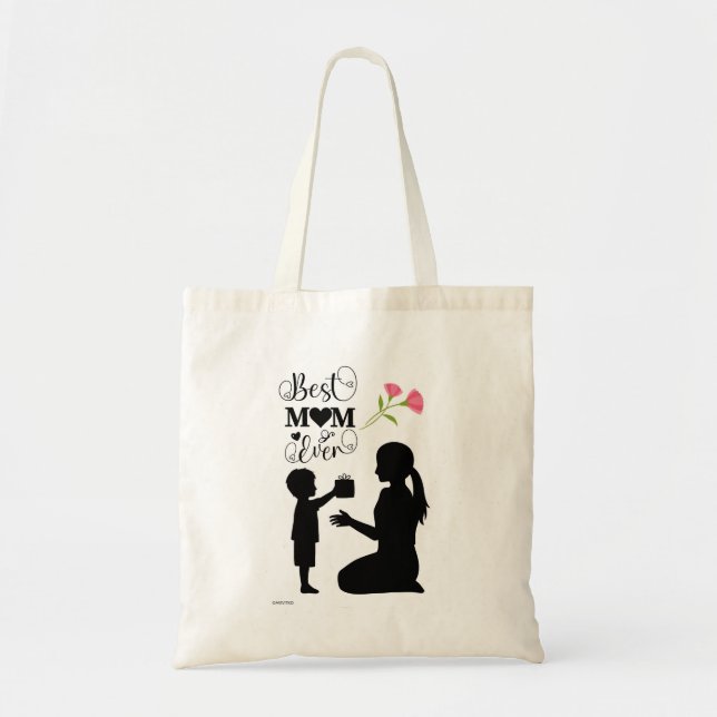 Sac réutilisable pour la fête des mères rose noir  (Devant)