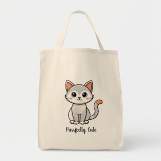 Sac réutilisable pour l'épicerie avec chaton gris