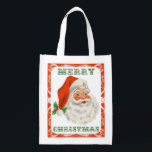 Sac Réutilisable Rétro Vintage Jolly Santa Claus de Christmas<br><div class="desc">Un sac d'épicerie avec une photo festive rétro. Le vieux Père Noël Jolly avec ses joues rousses et son sourire chaleureux et amical. Un peu de nostalgie de l'ancienne école pour les vieux temps,  cette image rappelle les souvenirs des célébrations du passé de Noël.</div>