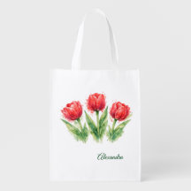 Tulipes rouges aquarelles personnalisées