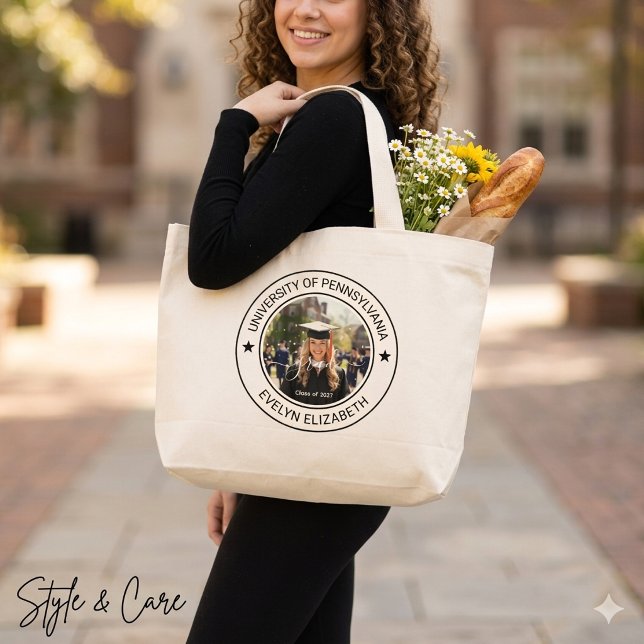 Sac rond classique diplômé écriture moderne Jumbo (Classic Round Graduate Modern Script Jumbo Large Tote Bag)