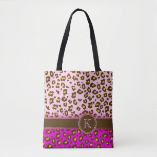 Sac rose brun de poster de animal de monogramme