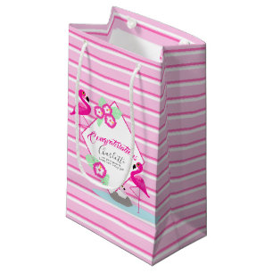 Sac rose de cadeau de baby shower de rayure de