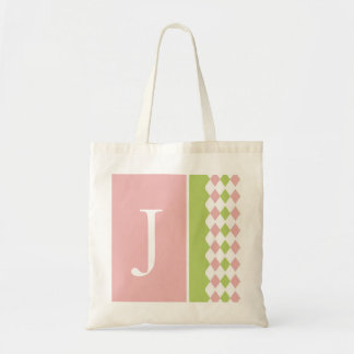 Sac rose et vert de monogramme de diamant