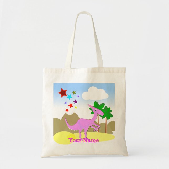 Sac rose Fourre-tout de dinosaure de bande (Devant)
