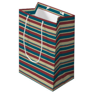 Sac Rouge Beige Beige Stripes Moyen Cadeau