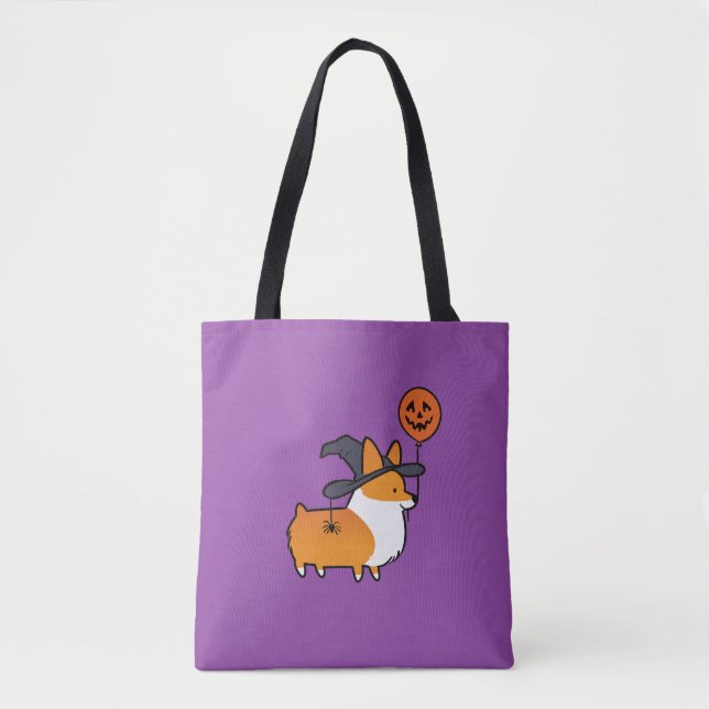 Sac rouge de Halloween de corgi (Devant)