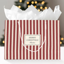 Sac rouge de Noël traditionnel avec rayure de crèm