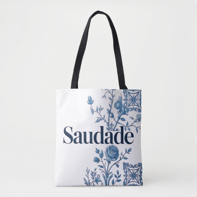 Sac Saudade Portugais – Floral Azulejo Bleu  (Devant)