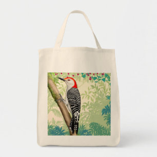 Sac sauvage d'oiseau de pivert gonflé par rouge