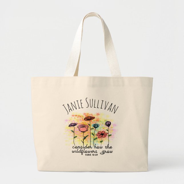 Sac Scripture Floral Nom Grand Sac Fourre-Tout (Devant)