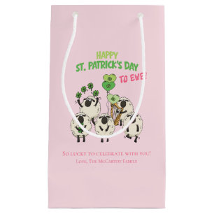 Sac St Patrick jour de brebis irlandaises rose et