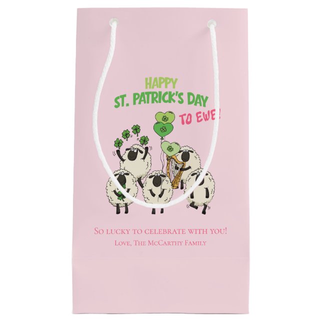 Sac St Patrick jour de brebis irlandaises rose et  (Devant)