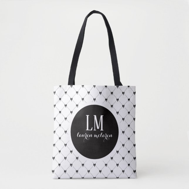 Sac Tote à Nœud Papillon en Script Monogrammé – Bl (Devant)