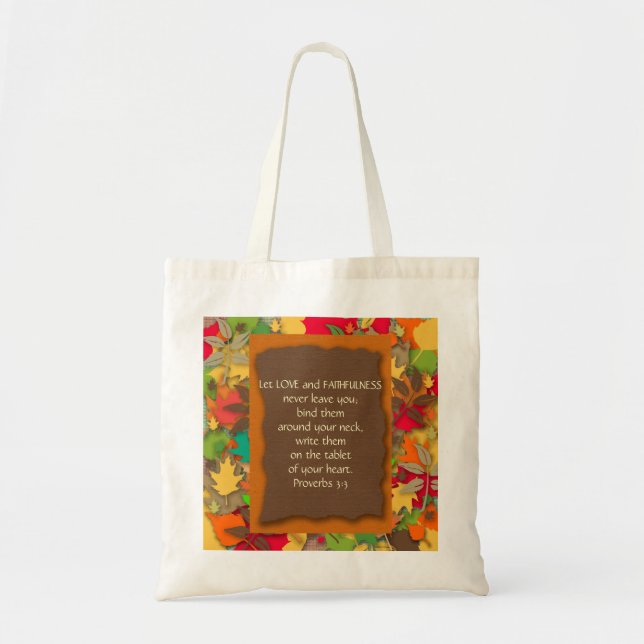 Sac Tote Feuilles d'Automne - Verset de la Bible C (Devant)