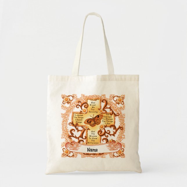 Sac Tote prière de Sérénité Croix d'Or (Devant)