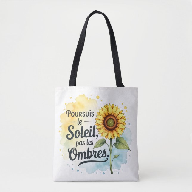 Sac Tote Tournesol Inspirant – Citation ‘Poursuis  (Devant)