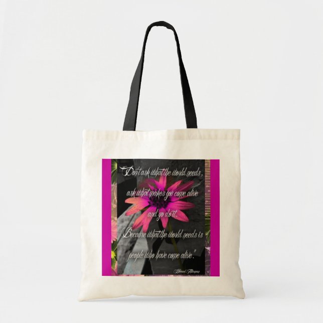 Sac tournesol rose, avec citation inspirante (Devant)