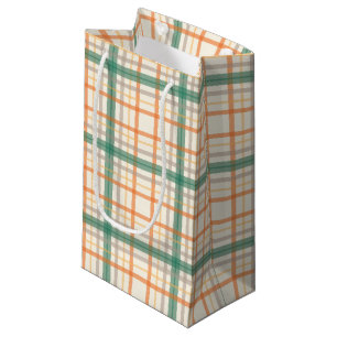 Sac turquoise coloré de cadeau de motif de plaid