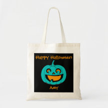 Sac turquoise de festin de Halloween de citrouille