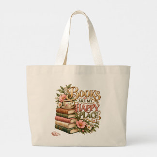 Sac vintage "Les livres sont mon endroit heureux" 