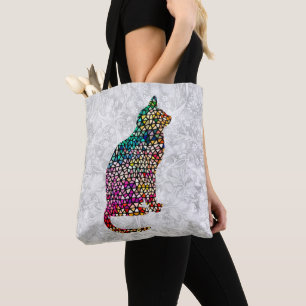 Sac Vintage Style Chat Art Style Verre Tissu Fourr