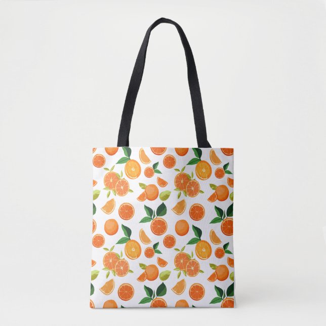 Sac 'Zesty Orchard' à motif vibrant orange et feui (Devant)