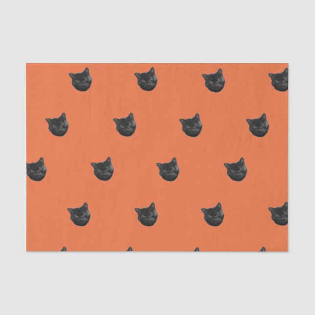 Sachet en papier de soie pour chat noir Halloween (Recto)