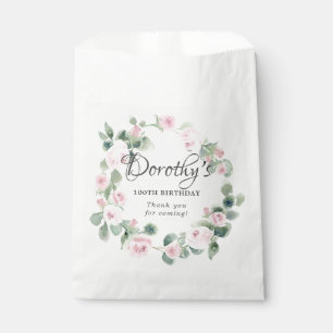 Sachets En Papier 100e anniversaire Rose rose Floral Eucalyptus cour