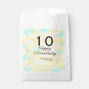 Sachets En Papier 10 ans de mariage jaune pastel nom rétro bo