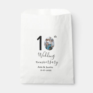 Sachets En Papier 10e anniversaire du mariage nom photo bold lettre