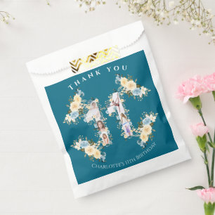 Sachets En Papier 11e anniversaire Turquoise Fleur Photo Collage Jau