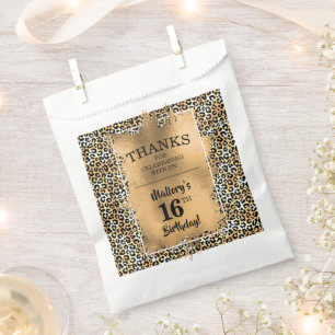 Sachets En Papier 16e anniversaire Empreinte de léopard de fête Favo