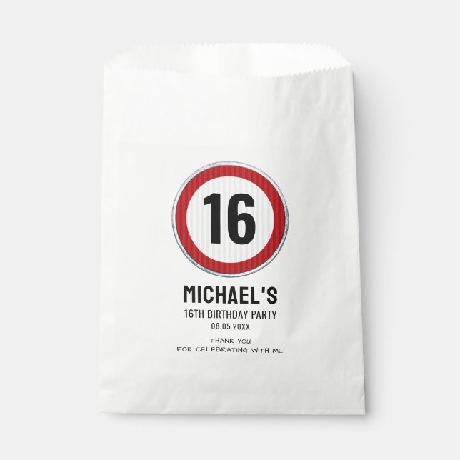 Sachets En Papier 16th Birthday Speed Limit (Devant)