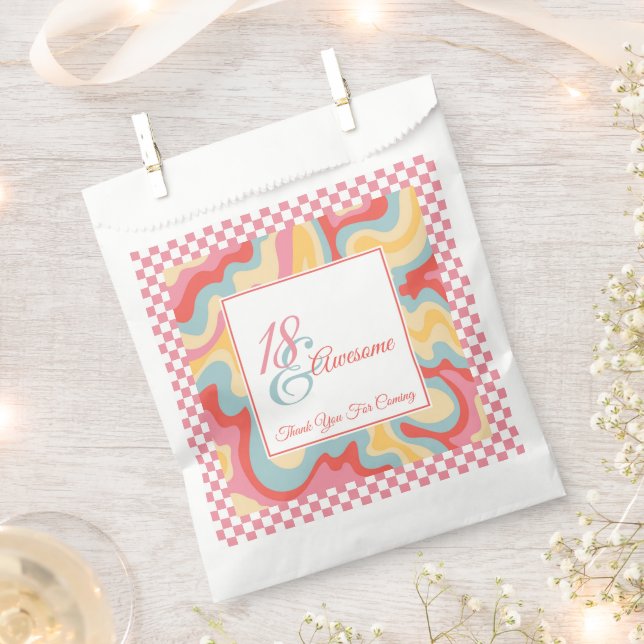 Sachets En Papier 18 et Awesome Pink Super Check Anniversaire (Coupé)