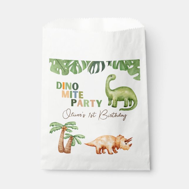 Sachets En Papier 1er anniversaire de Dino-mite (Devant)