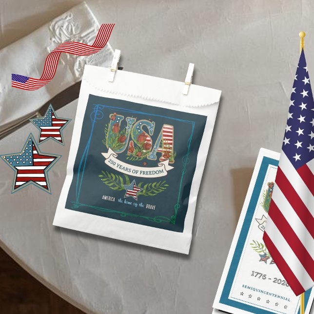 Sachets En Papier 250 Years of Freedom Midnight Blue Elegant  (250 Years of Freedom Midnight Blue Elegant Favor Bag)