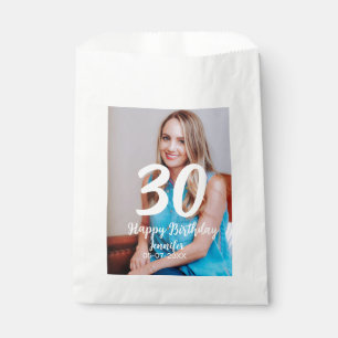 Sachets En Papier 30e anniversaire ajouter nom date année photo blan