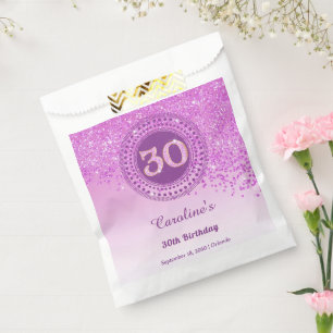 Sachets En Papier 30e Anniversaire Paillettes Rose Doré Brillantes